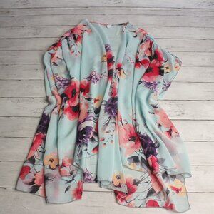 CY Fashion Women's Open Front Chiffon Kimono Cardigan Size S Floral